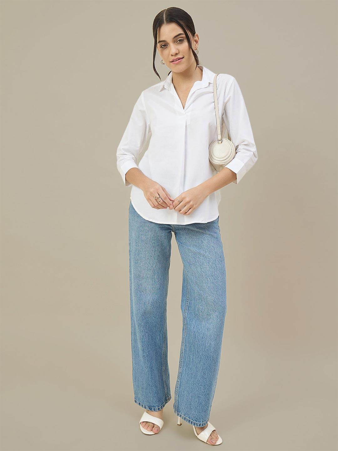 The Roadster Lifestyle Co Cotton Spread Collar Shirt