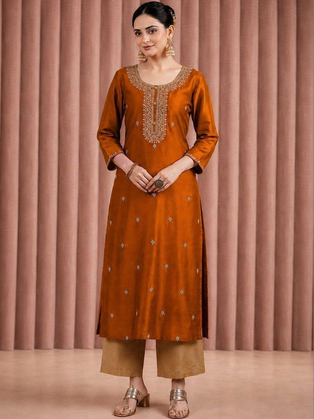 rarethread Women Ethnic Motifs Embroidered Thread Work Kurta