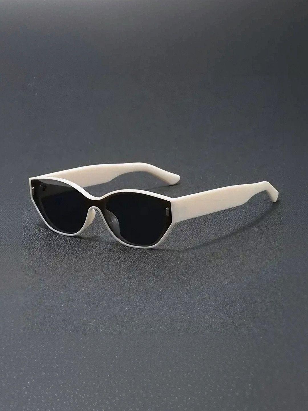 IFLASH Unisex Black Lens & White Oval Sunglasses with