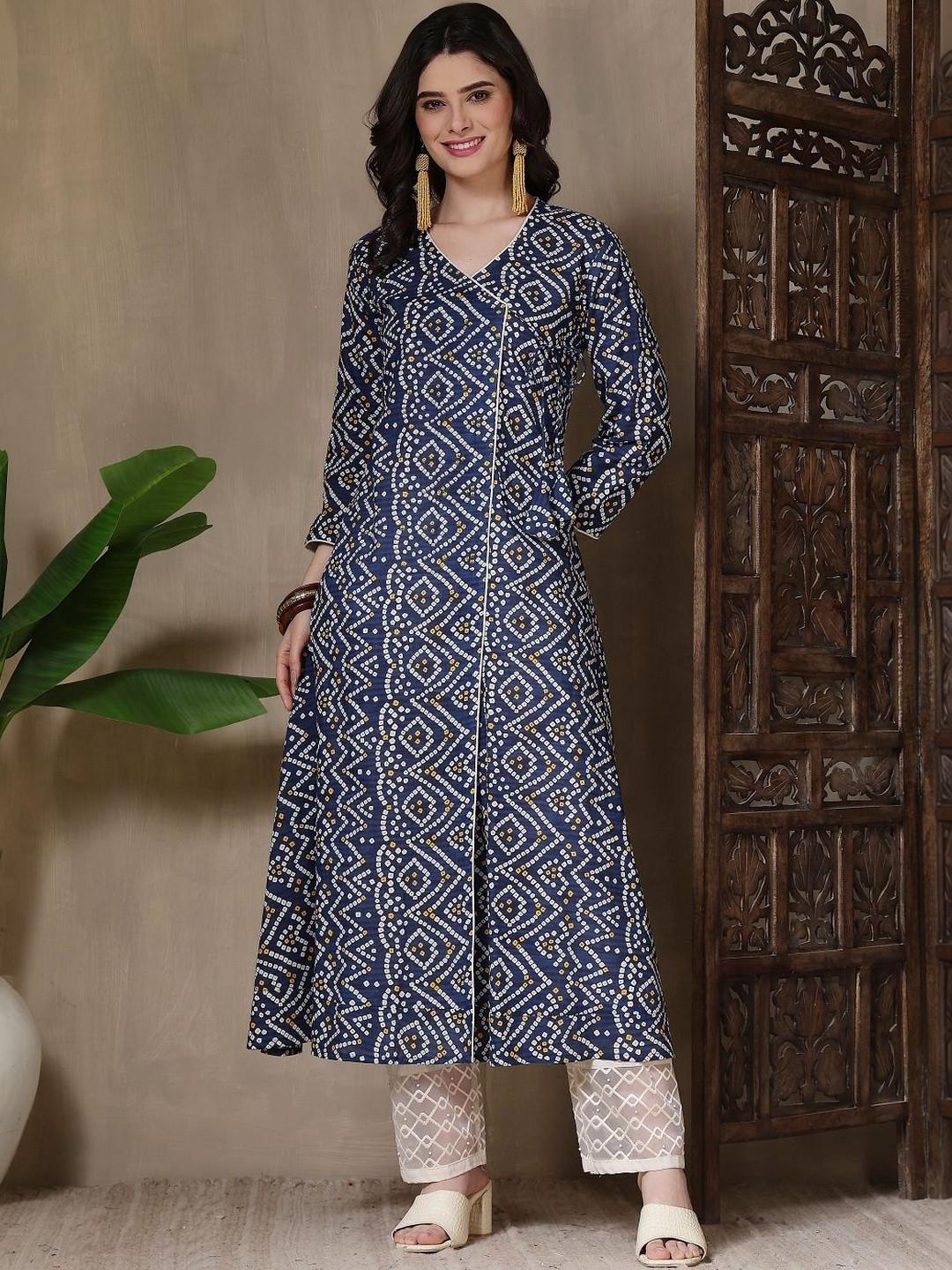 Kalphem Women Bandhani Printed Indigo Kurta