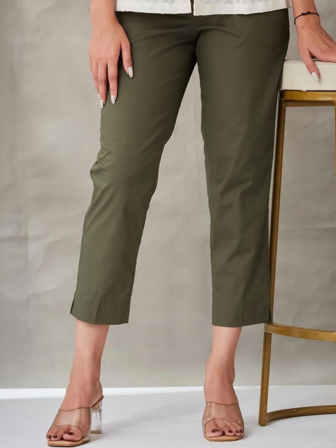 Fabindia Women Slim Fit High-Rise Trousers