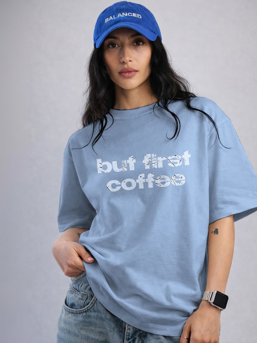 The Roadster Lifestyle Co Printed Organic Cotton Round Neck Oversized Tshirt