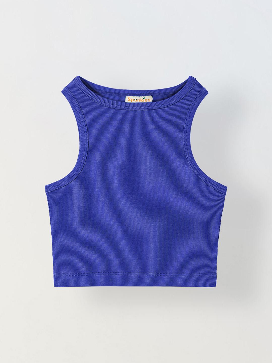SPUNKIES Purple Girls Solid Round Neck Sleeveless Tank Top