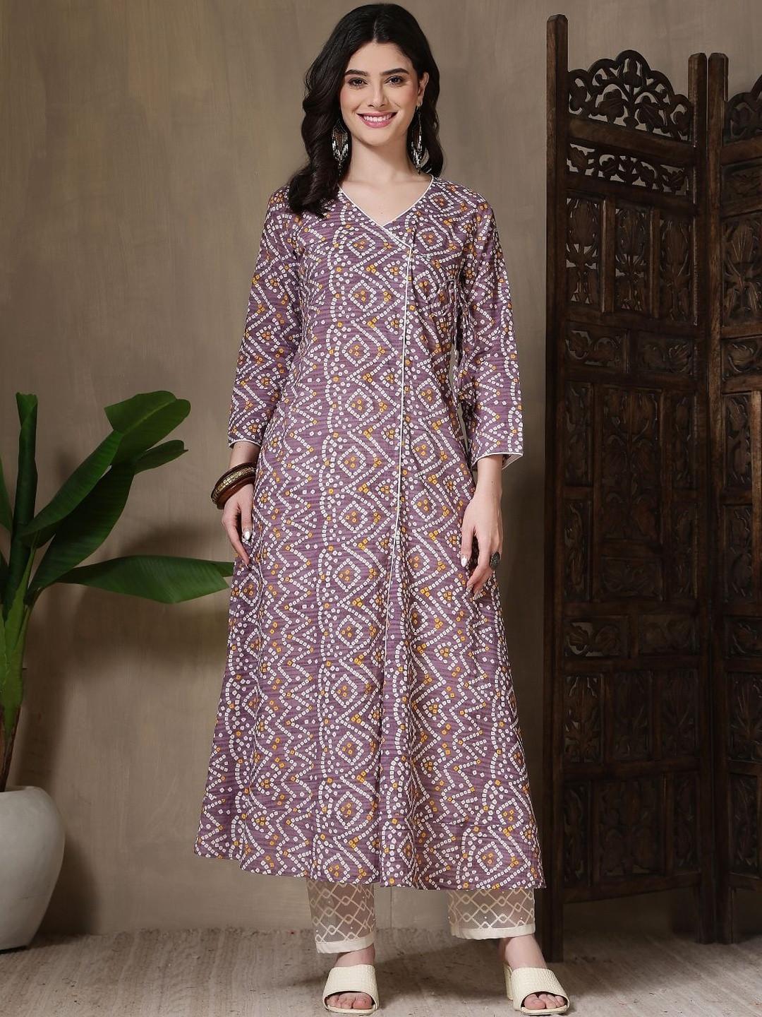 Kalphem Women Bandhani Printed Anarkali Kurta