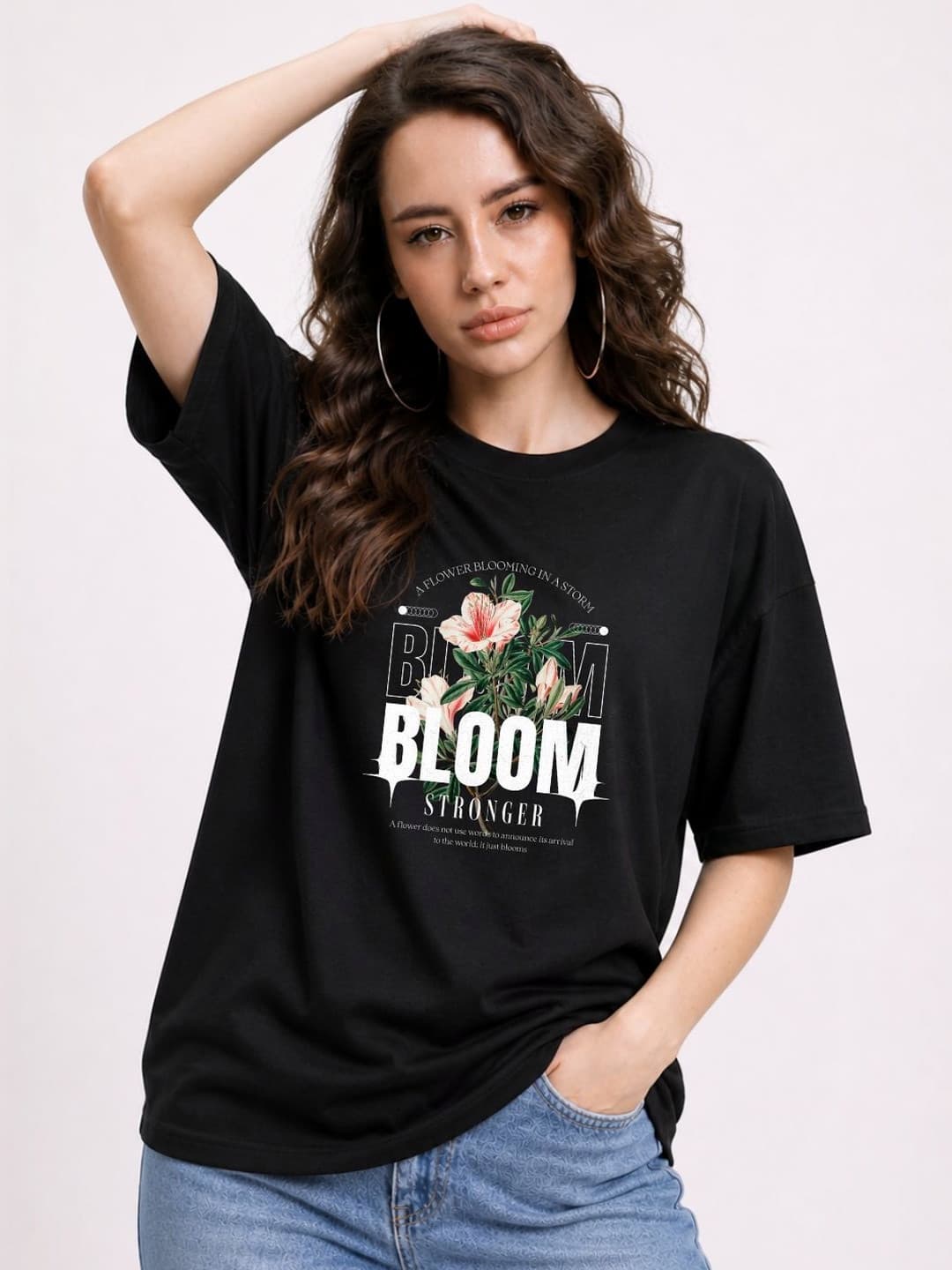 The Roadster Lifestyle Co Printed Pure Cotton Round Neck Oversized Casual Tshirt