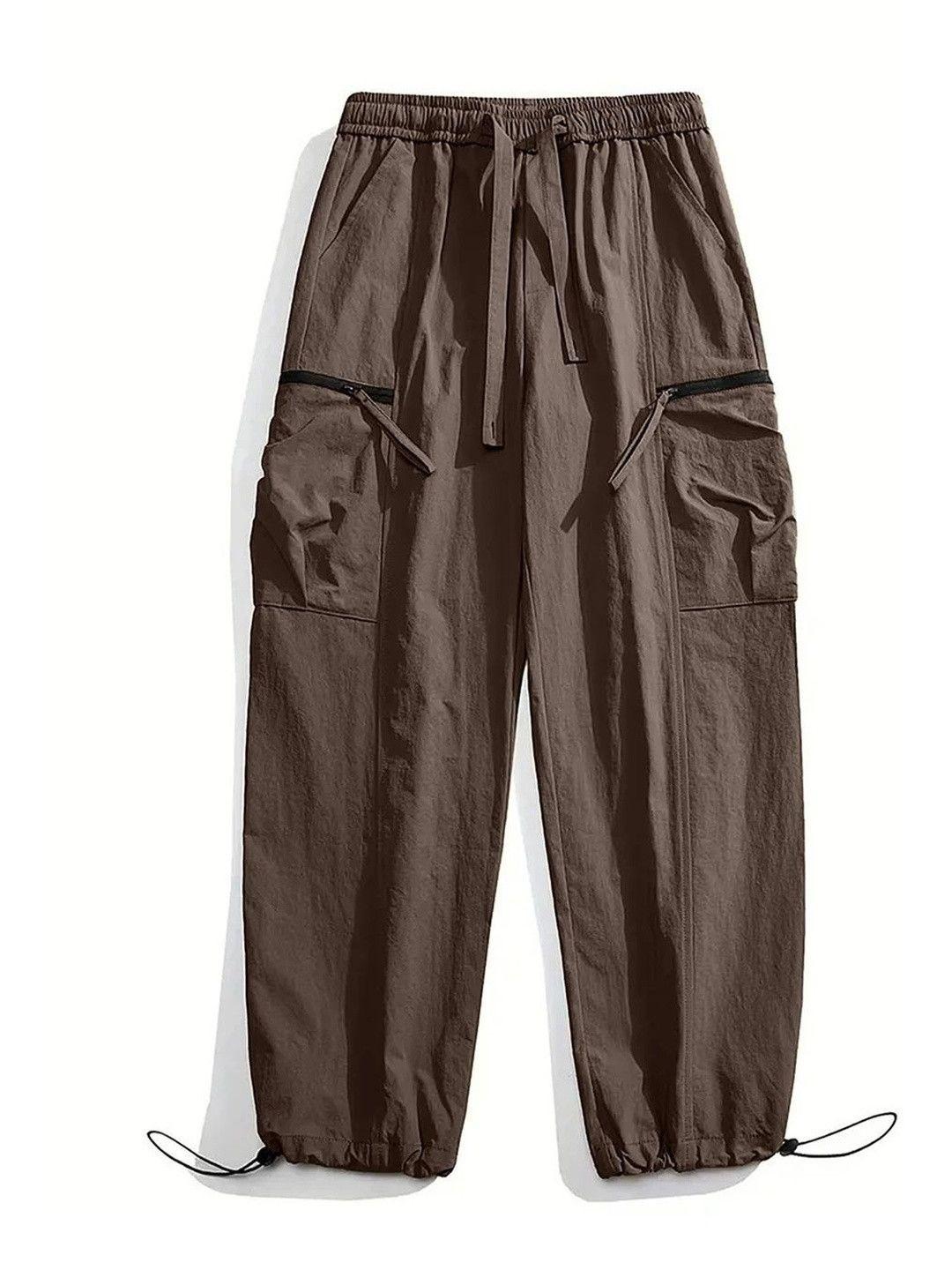 LRIPSOME Men Relaxed Loose Fit High-Rise Easy Wash Cargos Trousers