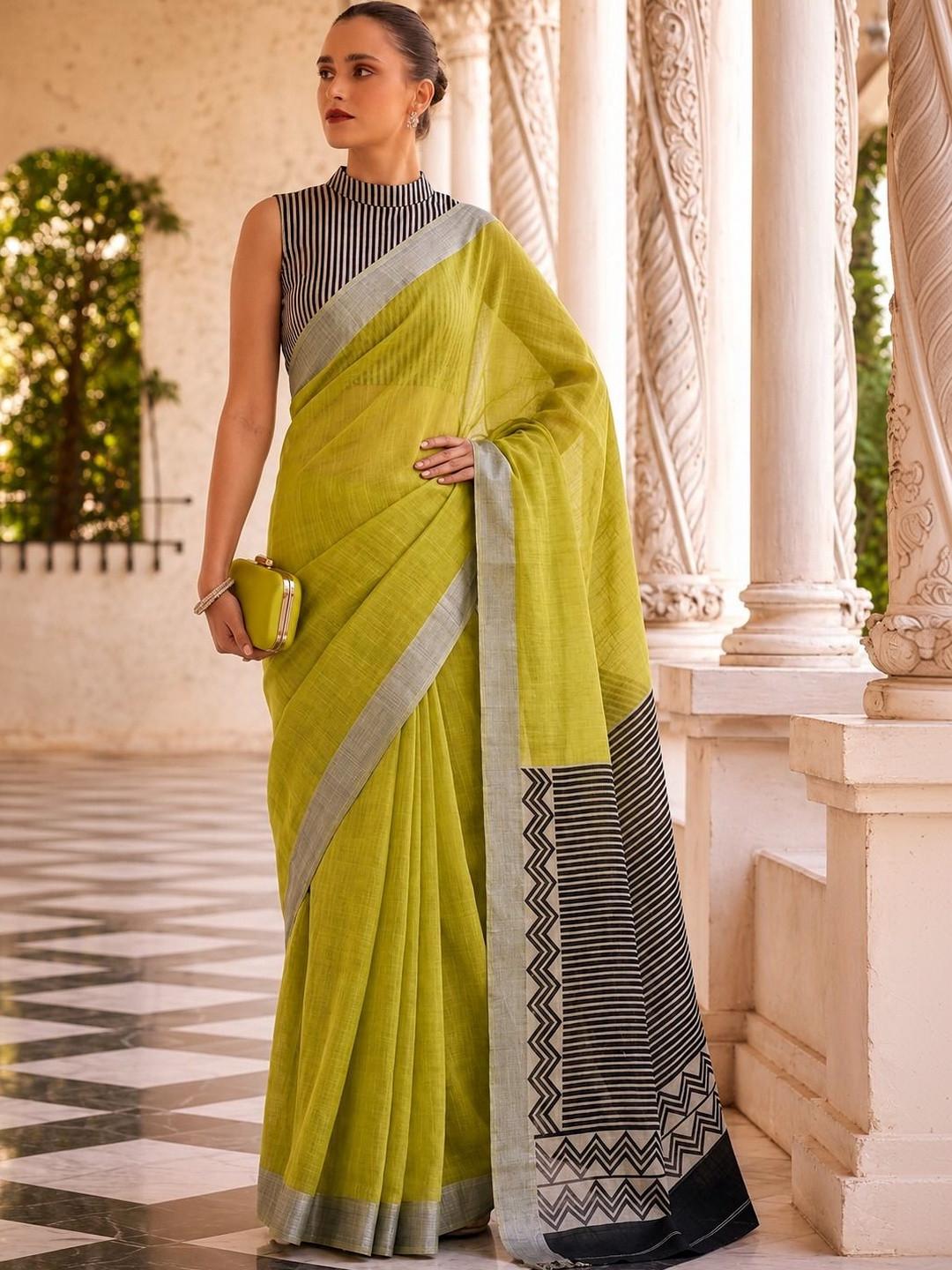 Varutex Linen Blend Handloom Khadi Saree