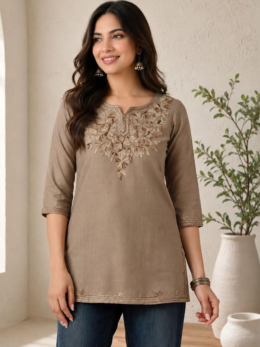 KALINI Ethnic Motifs Embroidered Thread Work Thread Work Kurti