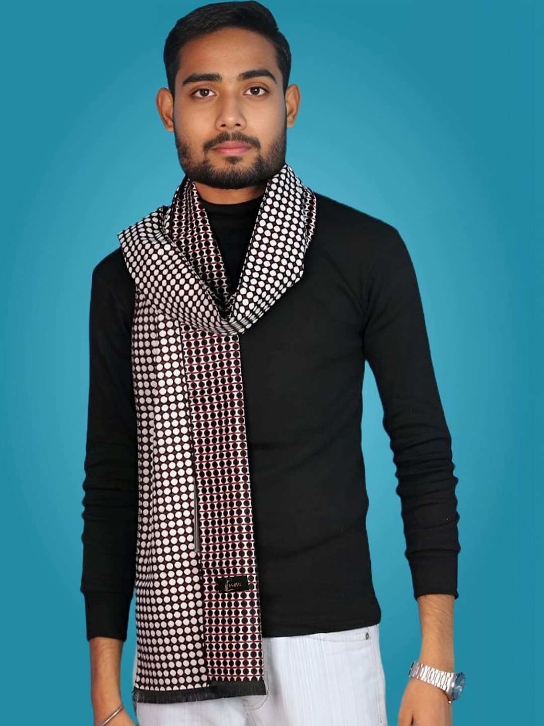 MHAX Men Patterned Merino Wool Mufflers