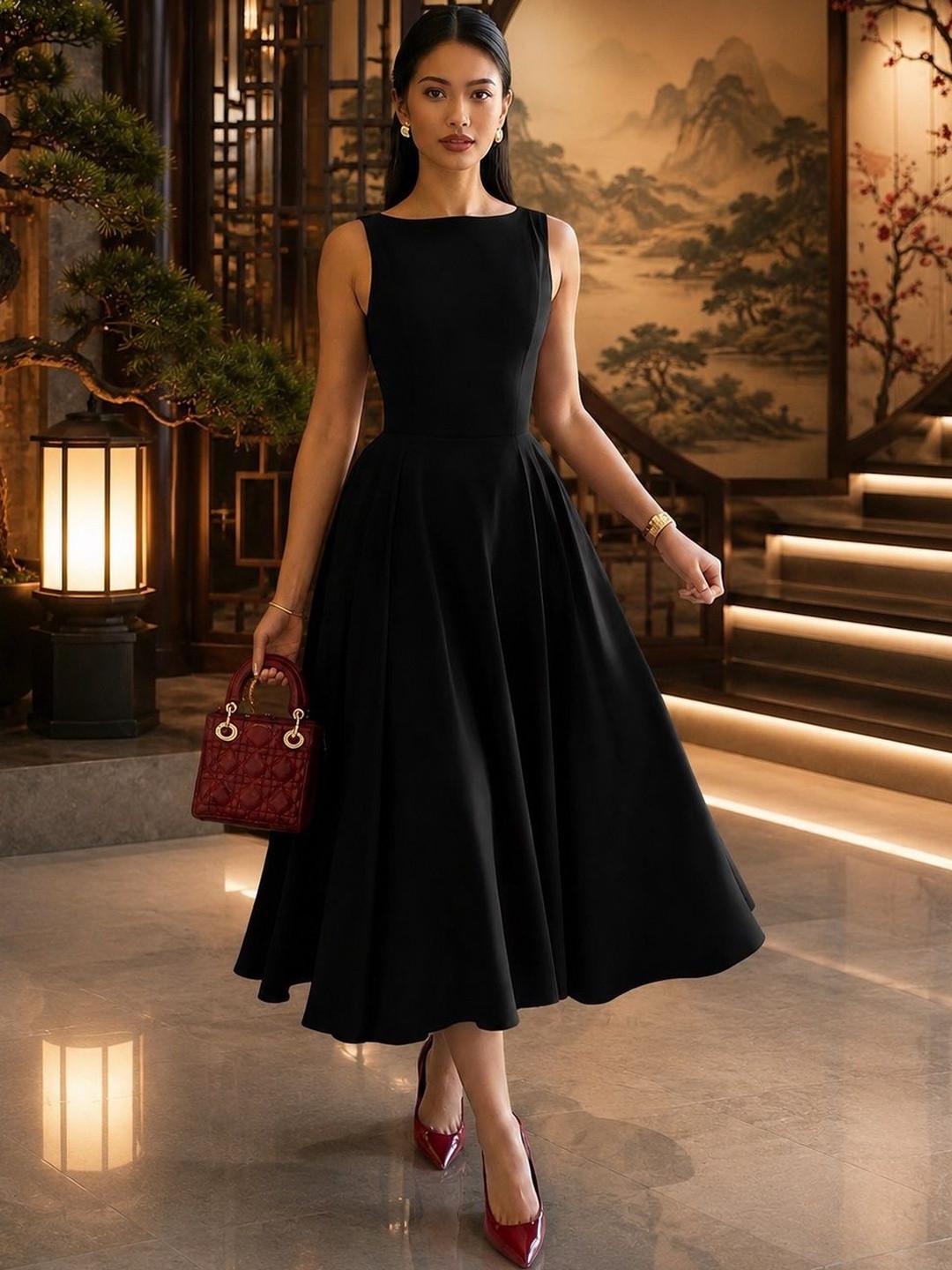 KASHIANXSTYLE Fit & Flare Midi Dress