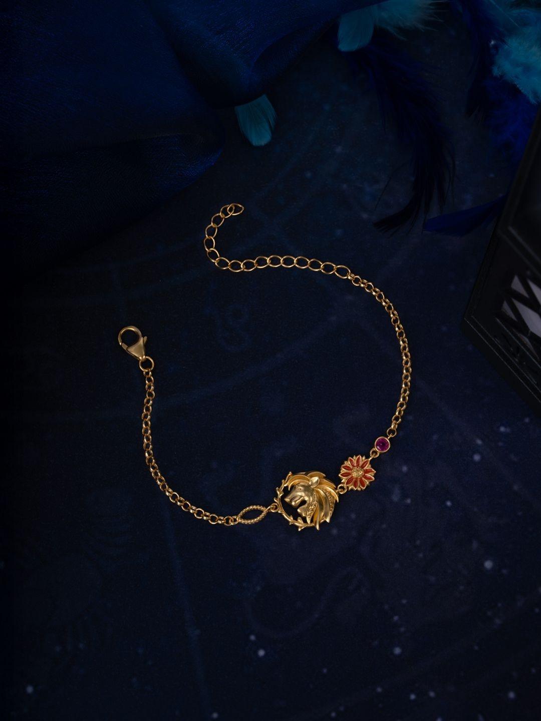 SHAYA Women Cubic Zirconia Enamelled Gold-Plated Link Bracelet