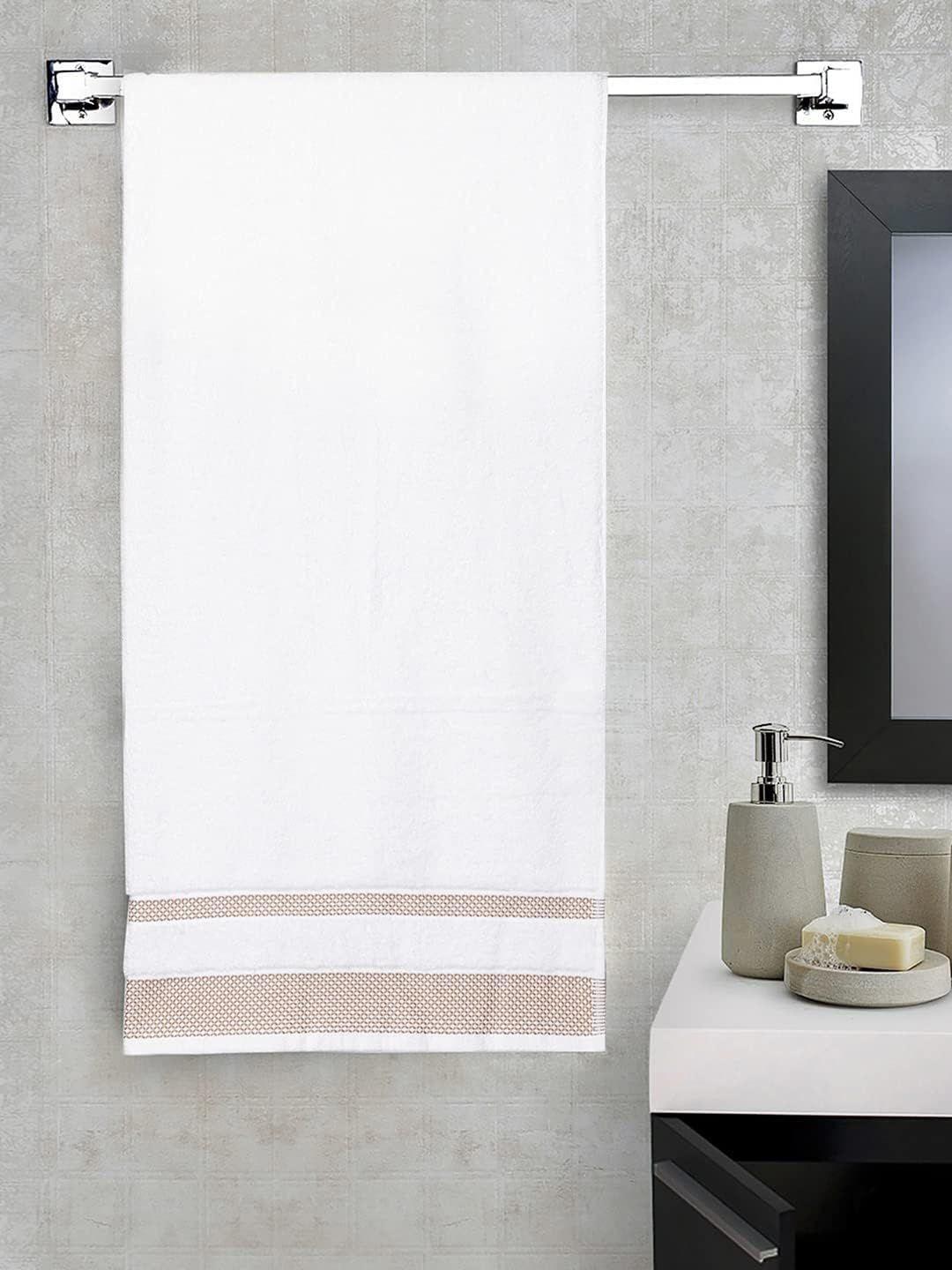SPACES White Cotton 400 GSM Breathable Bath Towel