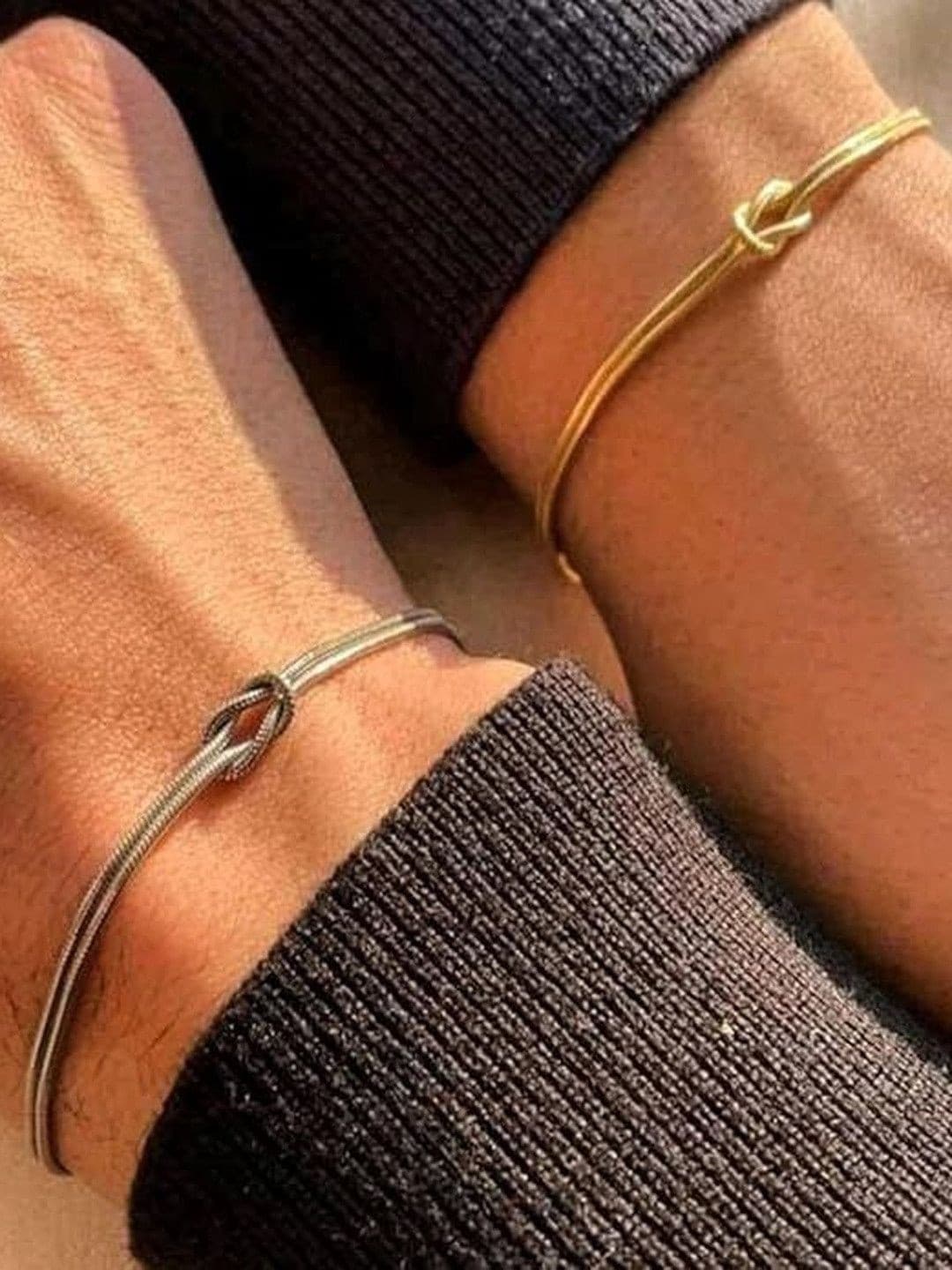 JEWILLEY Men Set Of 2 Stainless Steel Silver-Plated Multistrand Bracelets