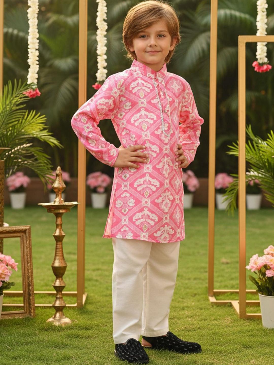 Cutiekins Boys Geometric Printed Regular Kurta with Pyjamas