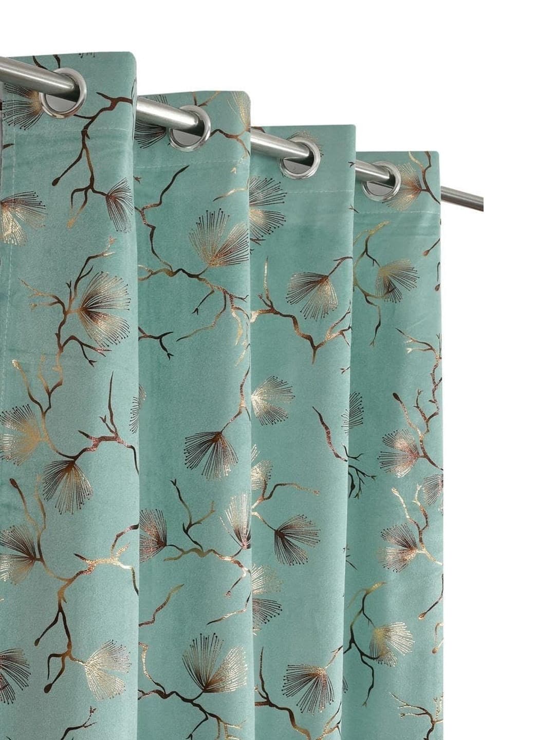 KFHDecor Blue Floral Room Darkening Door Curtain