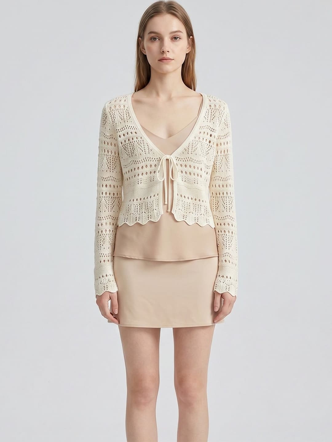 Suo Women Crop Tie-Up Shrug