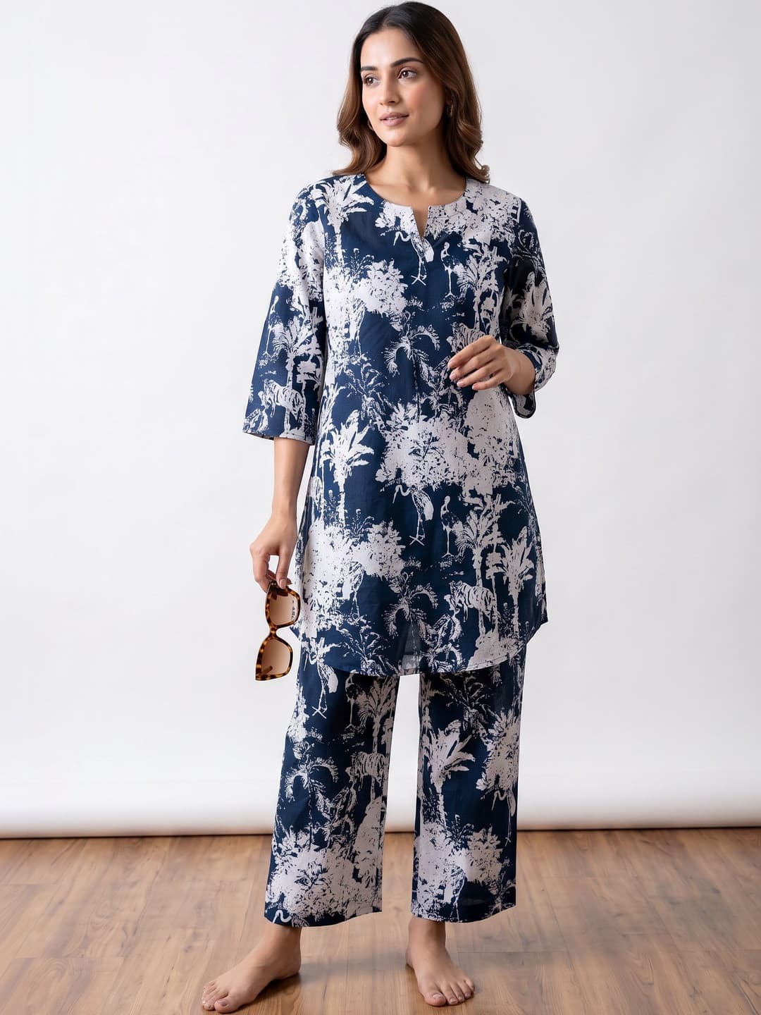 Kirrin Tropical Cotton Printed Tunic with Trousers