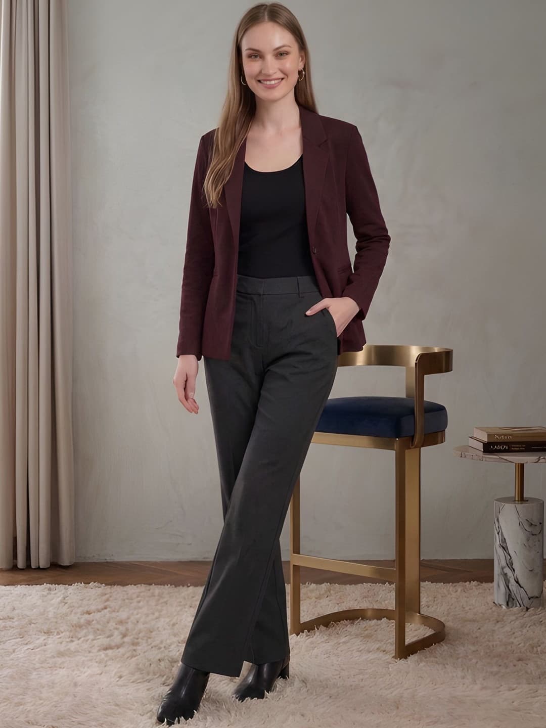 The Roadster Lifestyle Co Notched Lapel Single-Breasted Casual Blazers