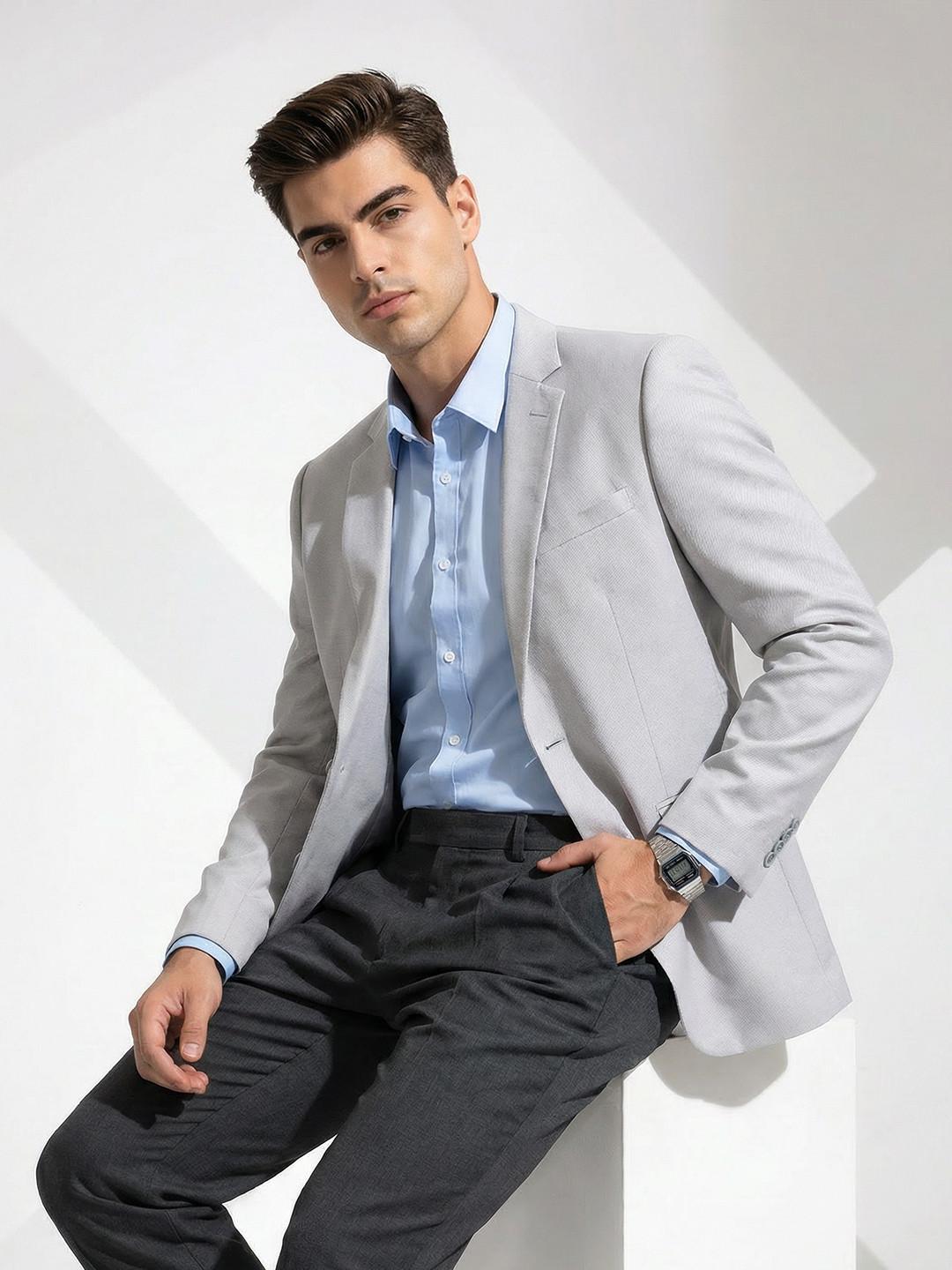 INVICTUS Single Breasted Notched Lapel Formal Blazer