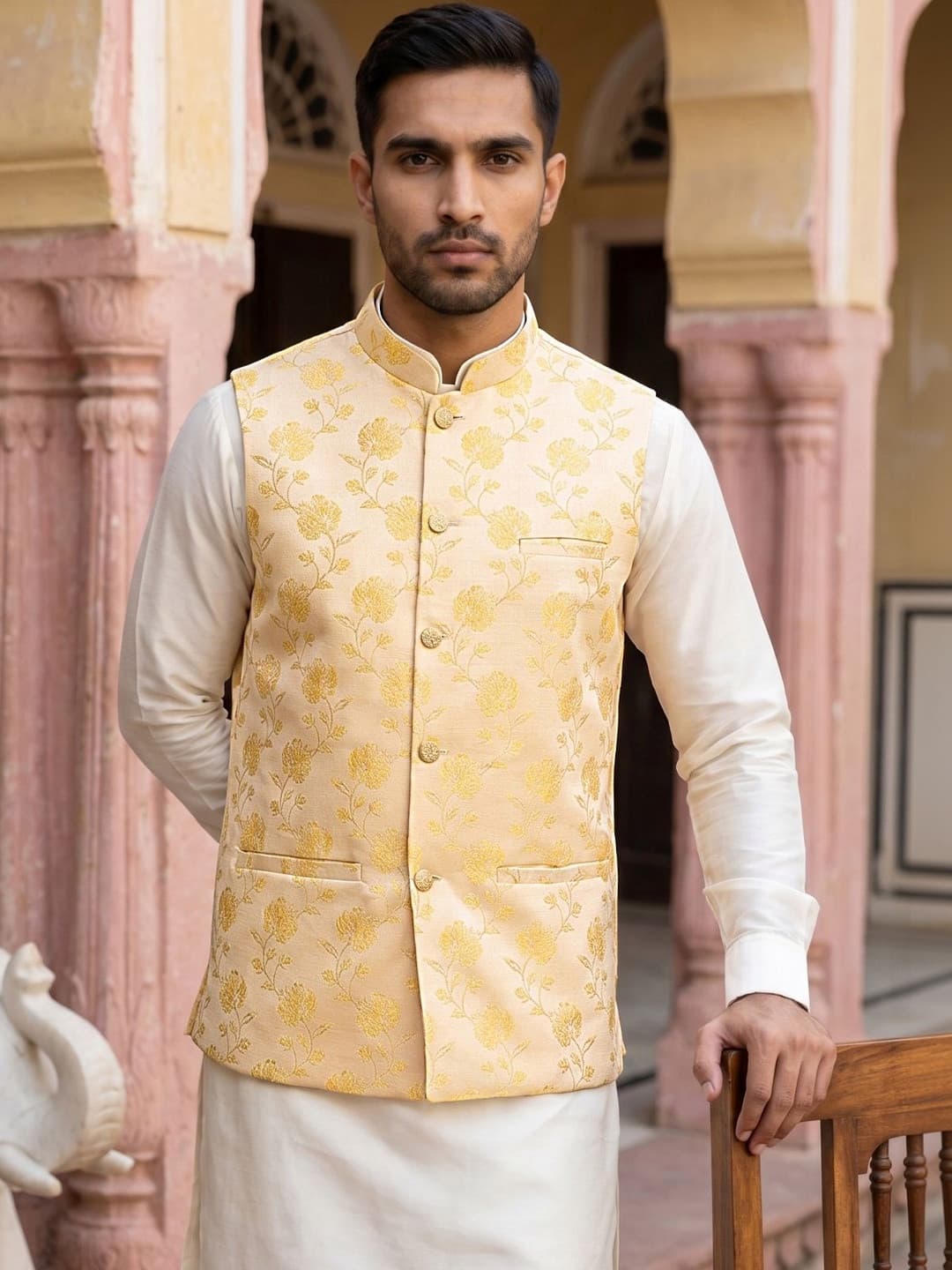 Jompers Printed Satin Nehru Jackets
