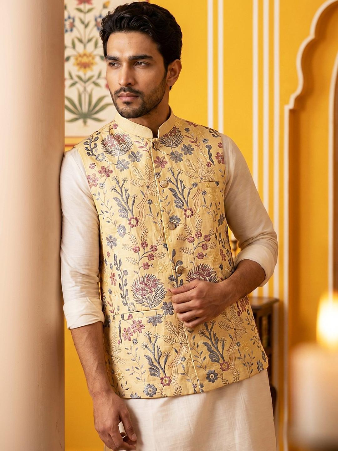 Jompers Printed Satin Nehru Jackets