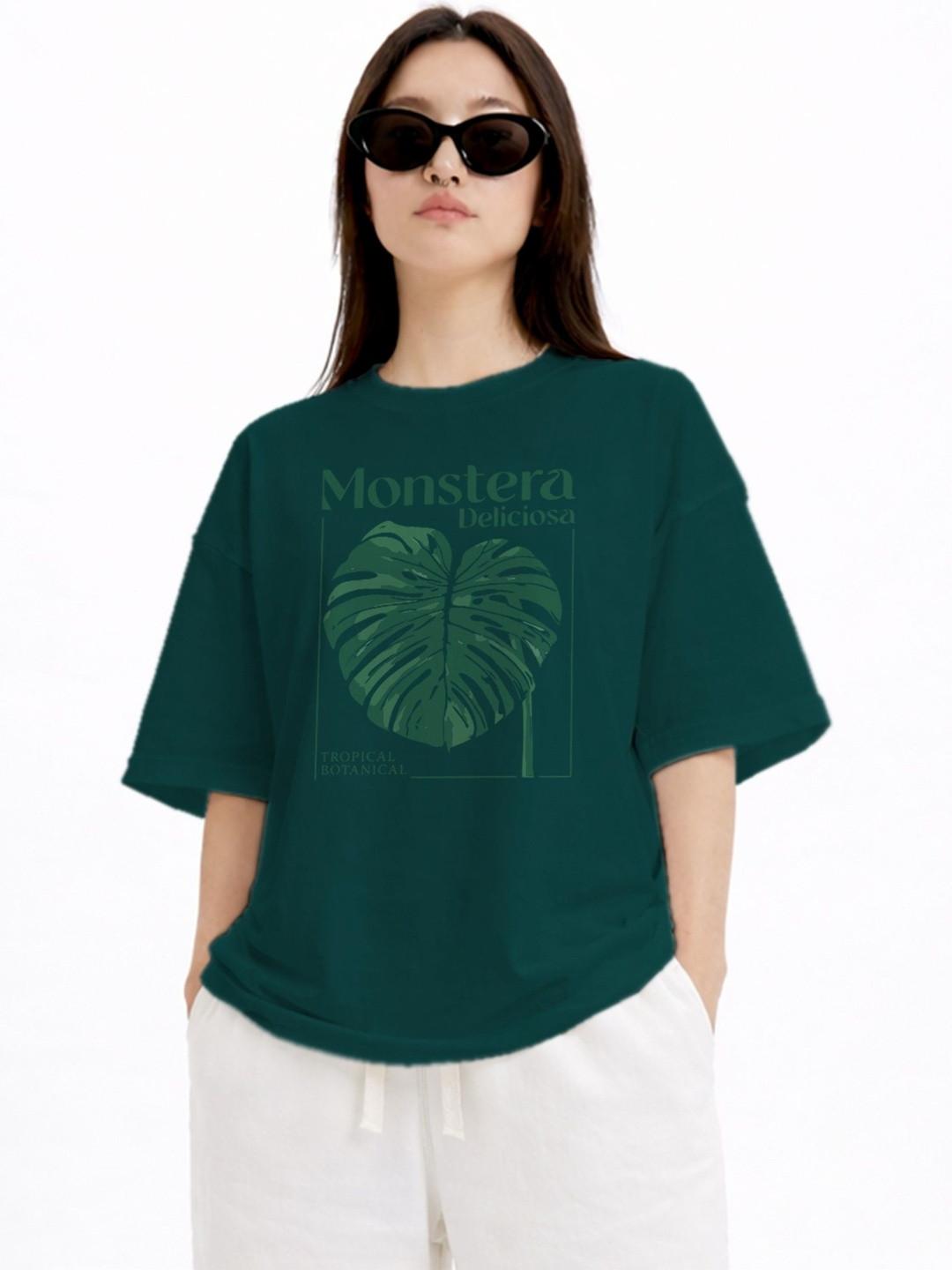 The Roadster Lifestyle Co Printed Organic Cotton Round Neck Oversized Tshirt