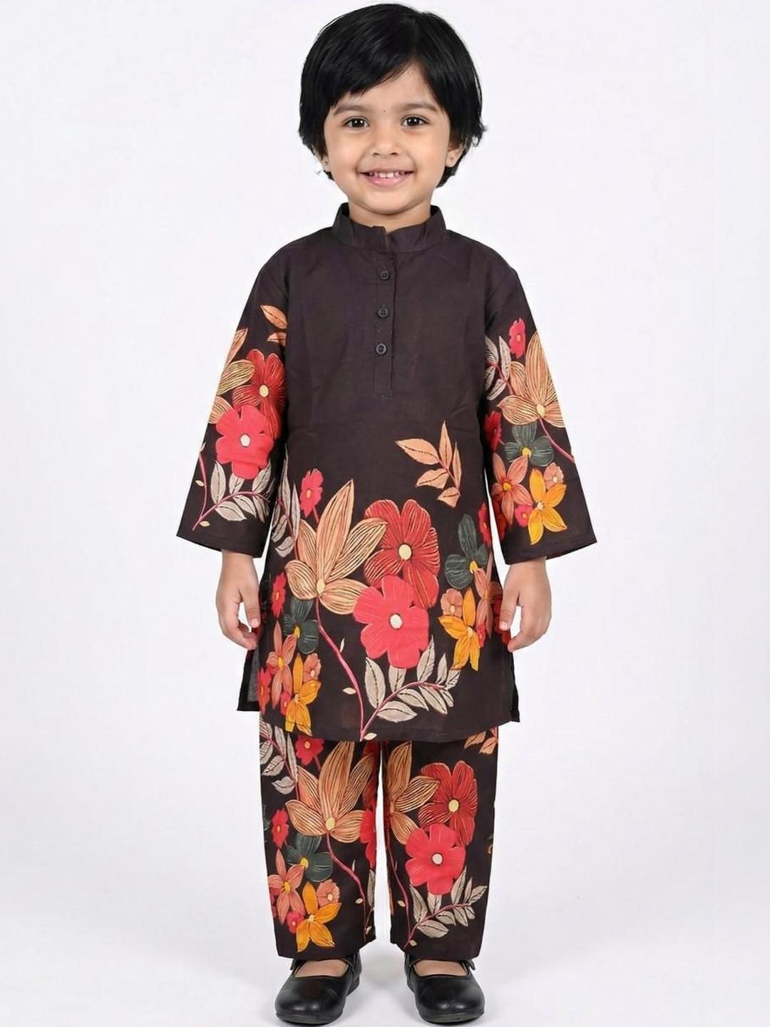 SOLACEACTIVE Girls Floral Printed Tunic with Trousers