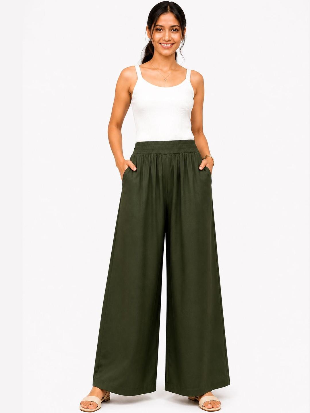The Roadster Lifestyle Co Women High Rise Wide Legr Palazzos