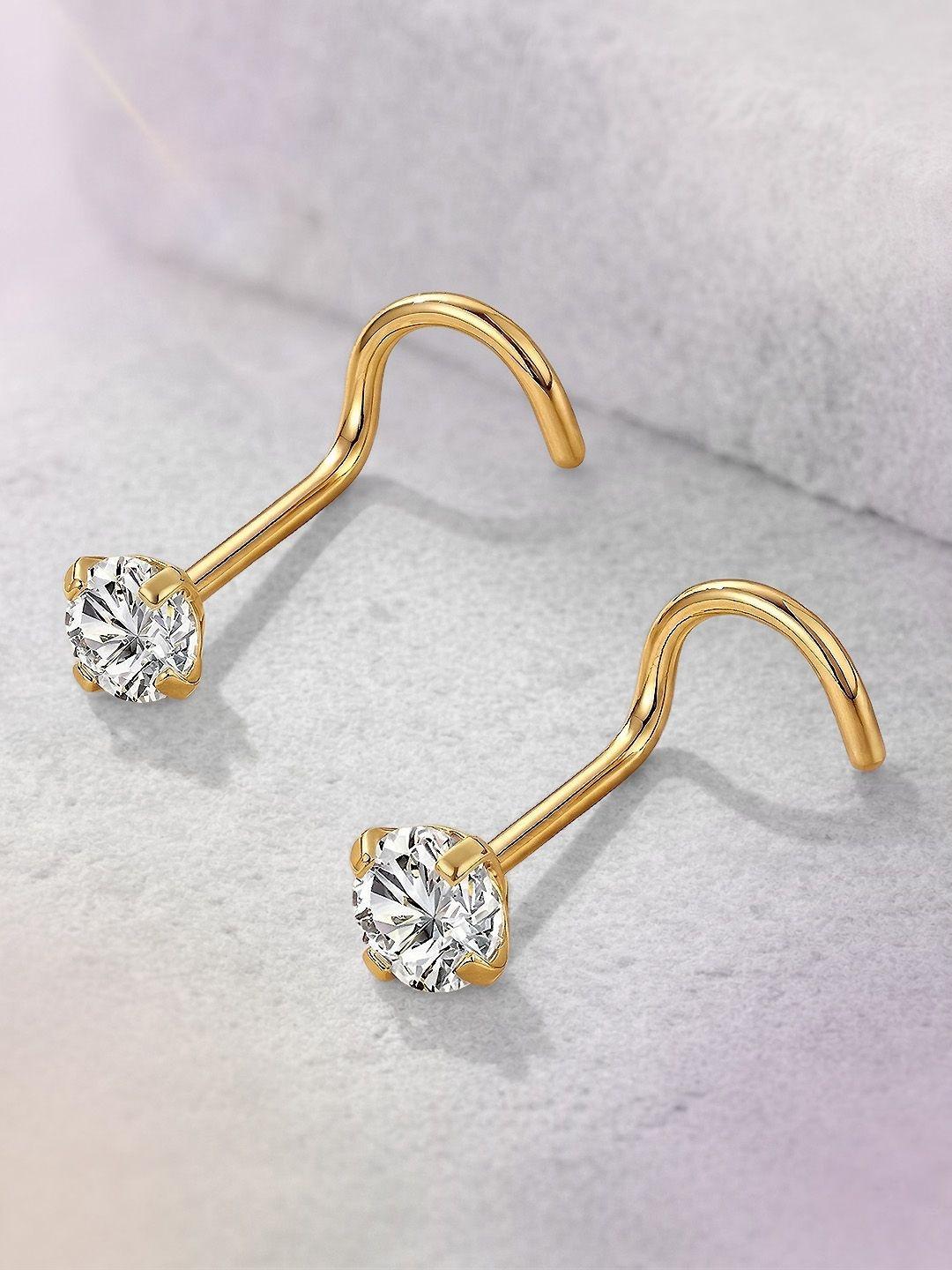 MAZZINI Gold-Plated Crystal Stud Nosepin