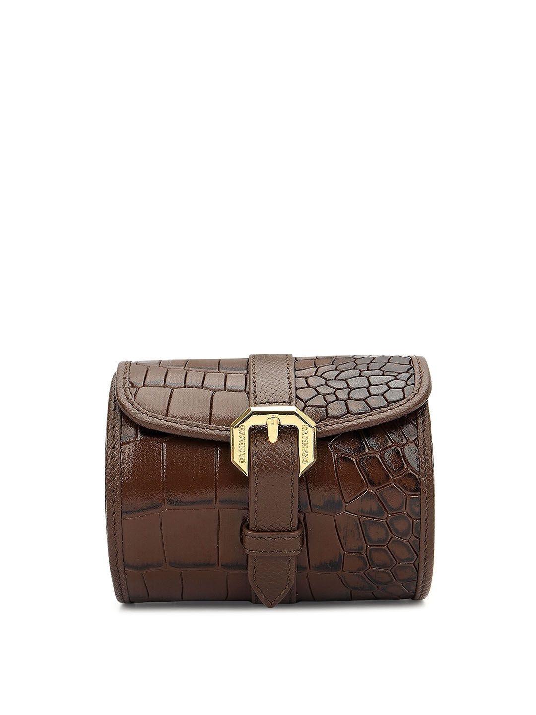 Da Milano Brown Textured Leather 1 Slot Watch Organiser