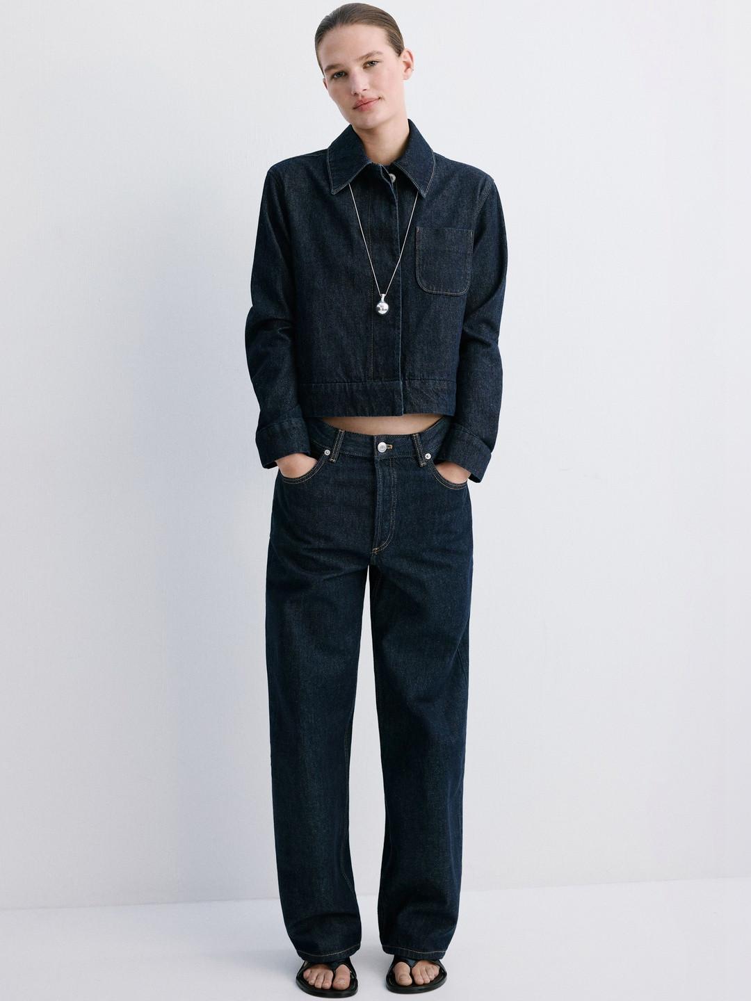 MANGO Long Sleeves Crop Denim Jacket