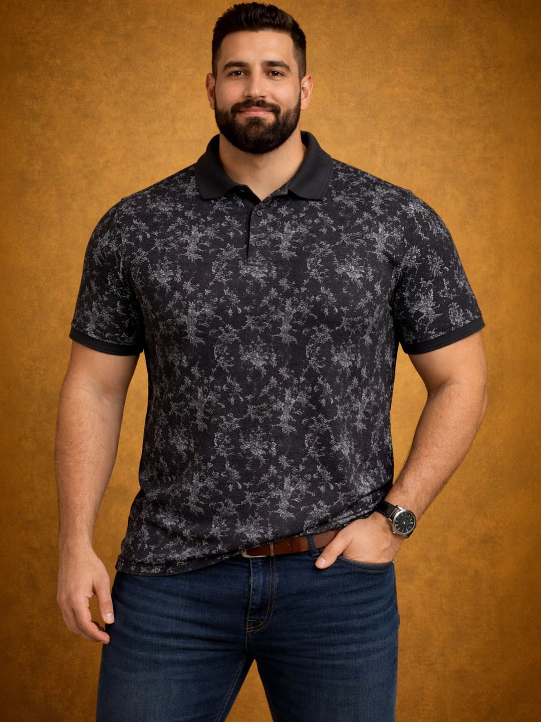 The Roadster Lifestyle Co Printed Polo Collar Tshirts
