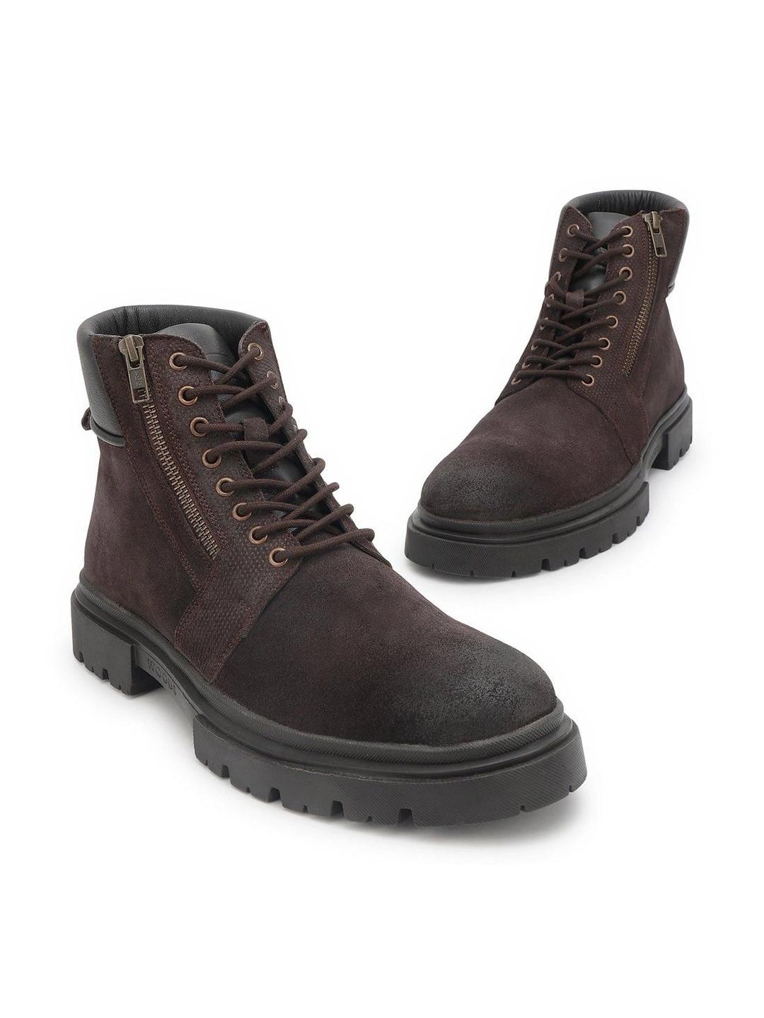 Woods Men Round Toe Lace-Ups Chunky Boots