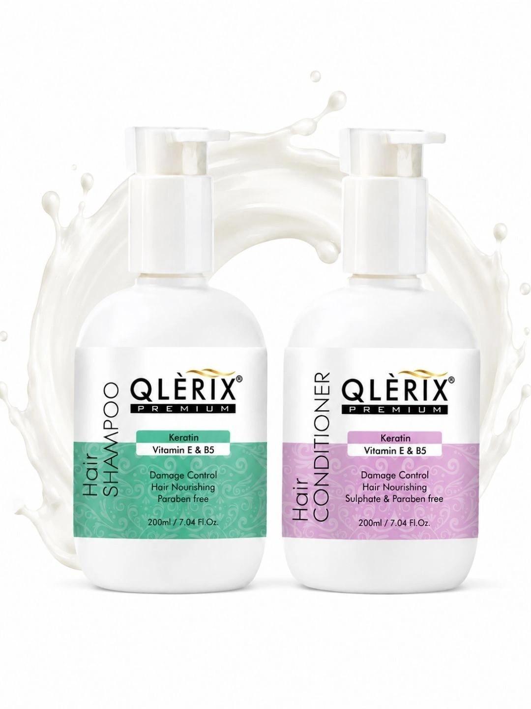 QLERIX Premium Keratin Set Of 2 Vitamin E & B5 Shampoo And Conditioner - 200 ml Each