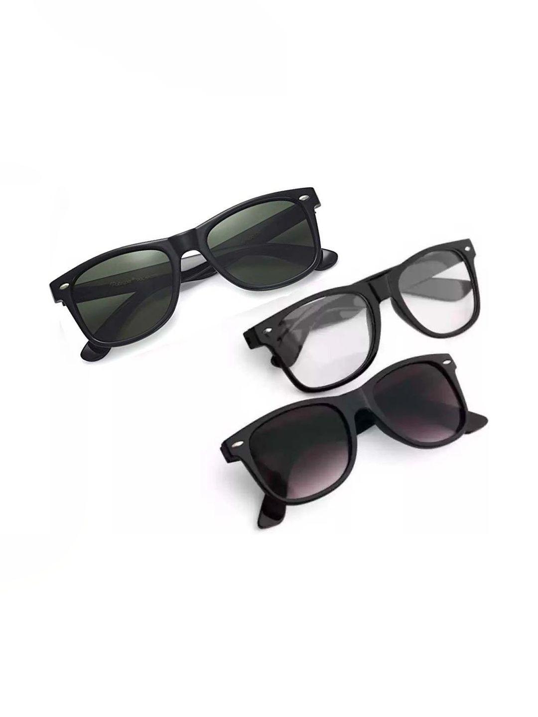 Roadster Men Pack of 3 Black Lens & Black Wayfarer Sunglasses with