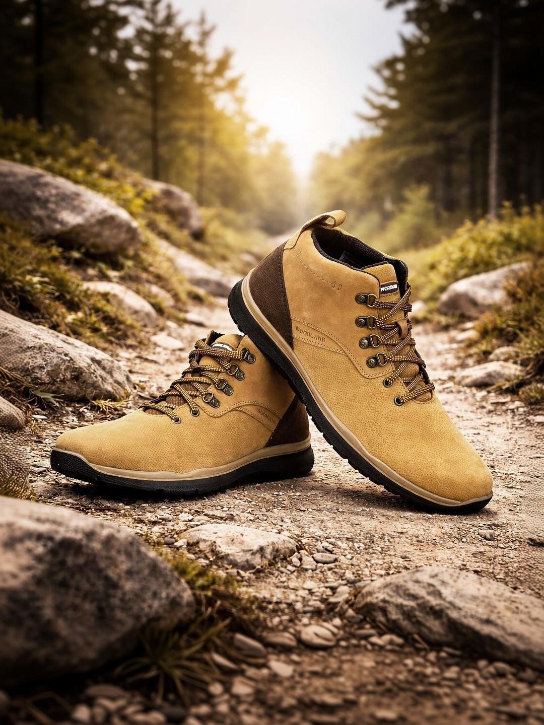 Woodland Men Round Toe Lace-Ups Hiking Boots