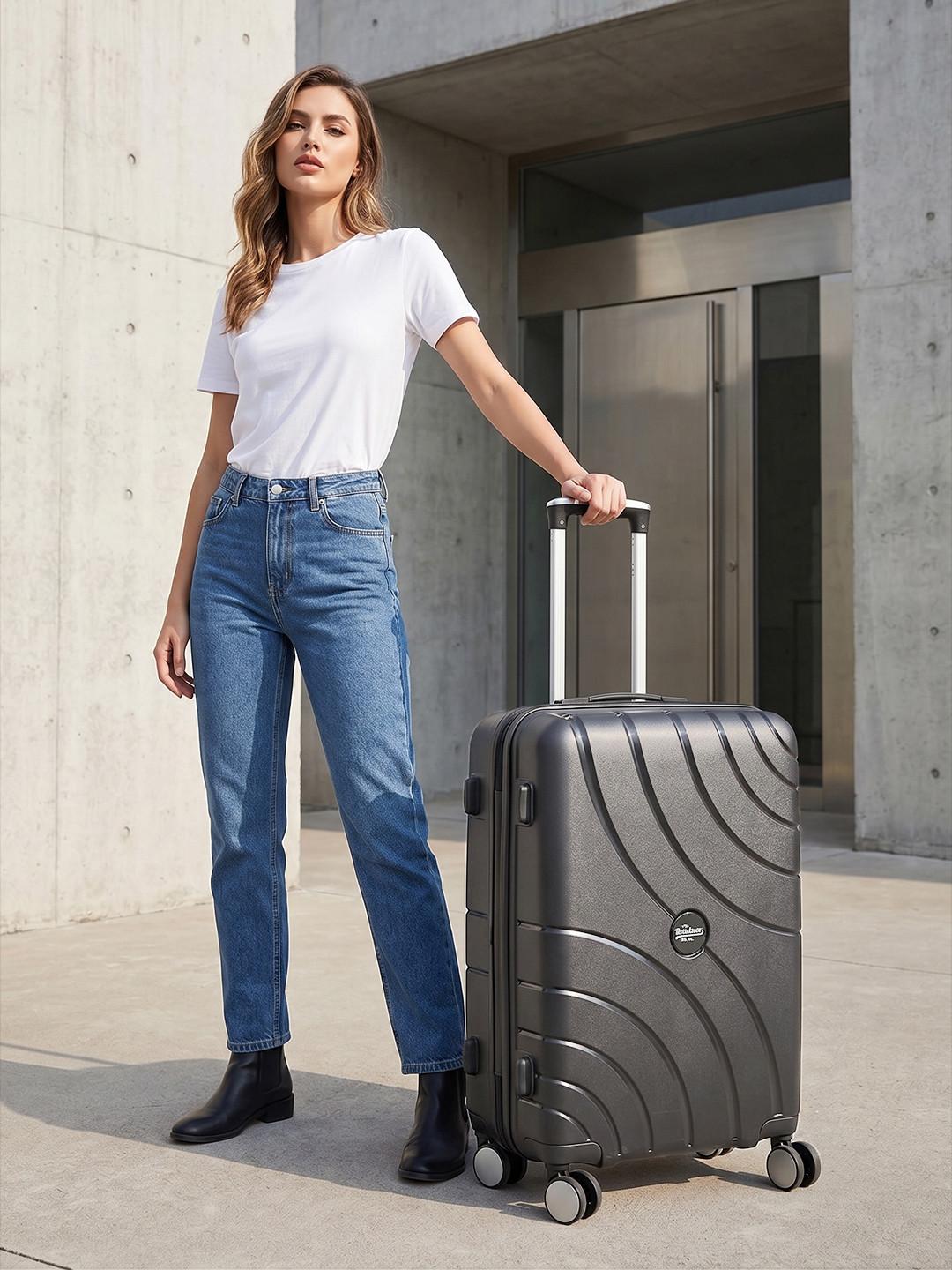 The Roadster Lifestyle Co Textured Hard Side Trolley Suitcase