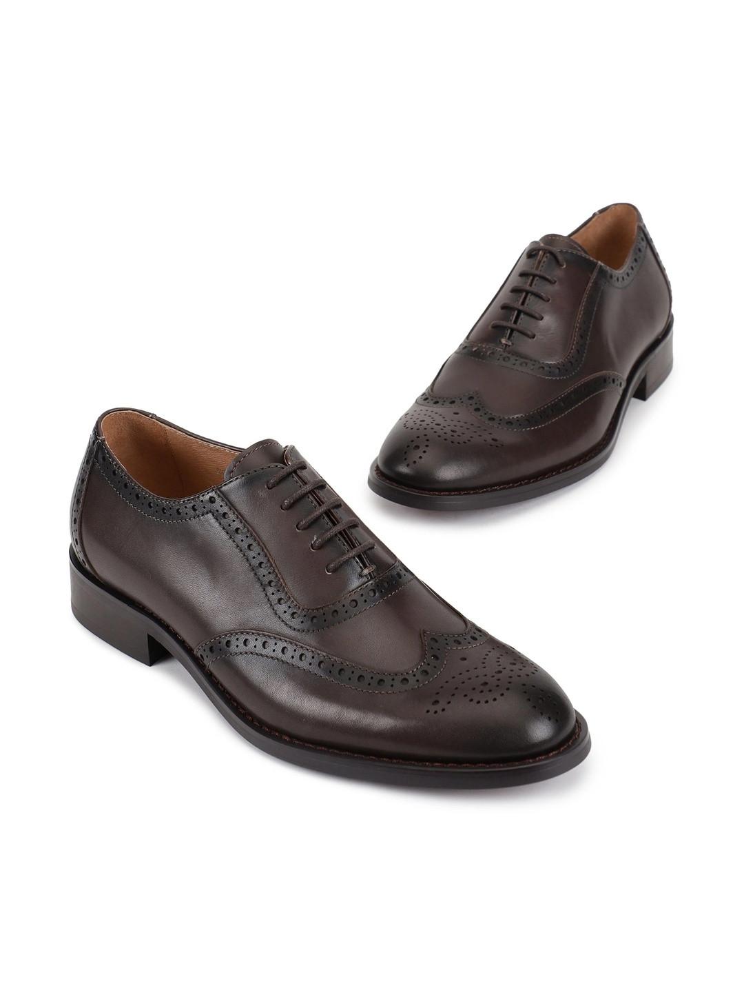 Woods Men Textured Leather Round Toe Lace-Ups Formal Oxford Shoes