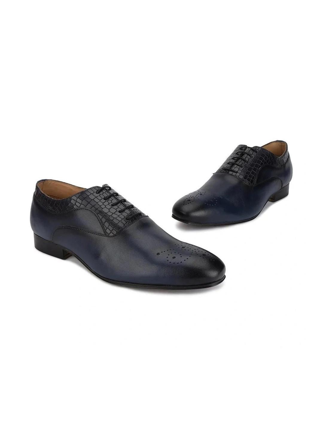 Woods Men Textured Leather Pointed Toe Lace-Ups Formal Oxfords Shoes