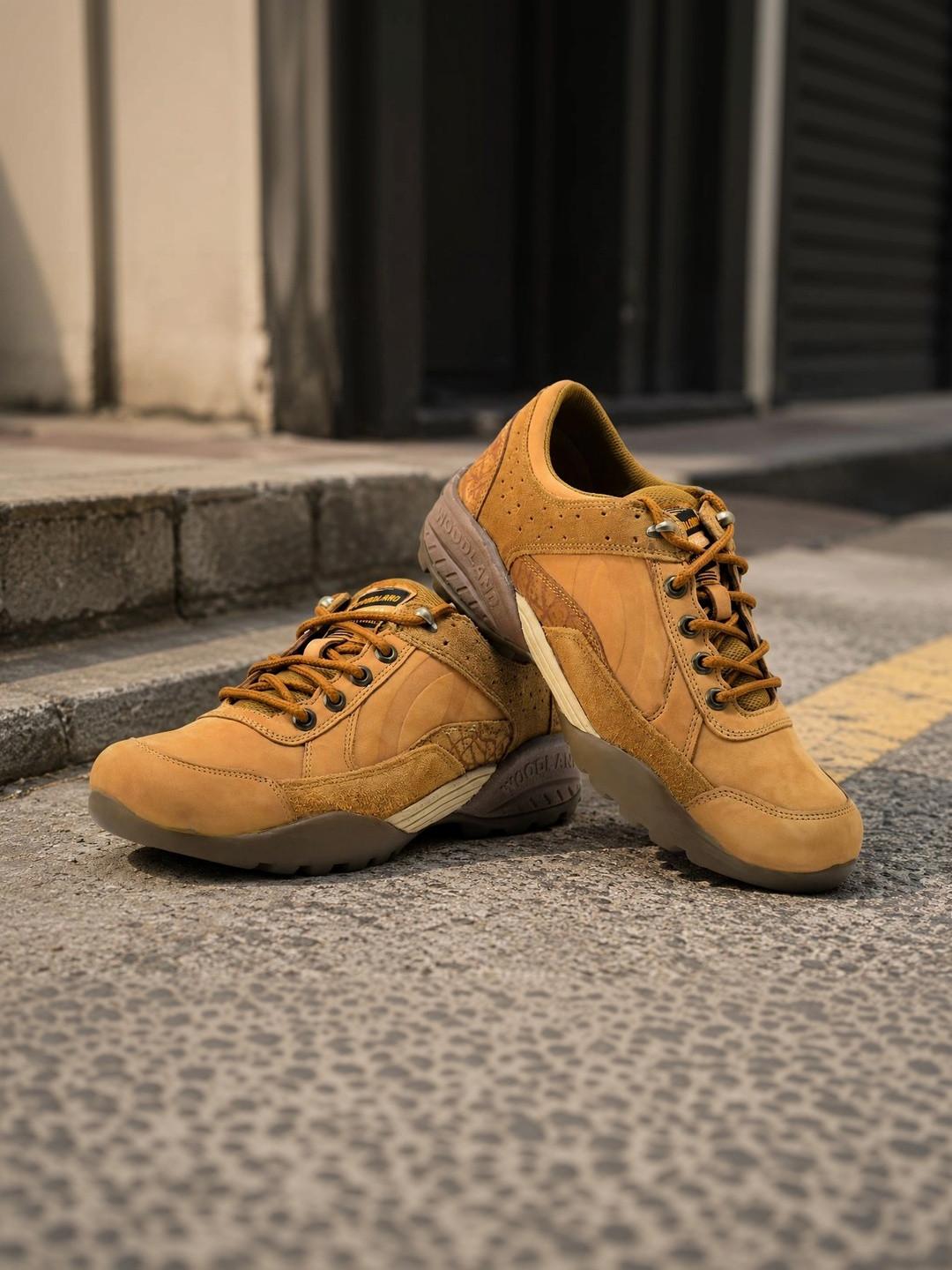 Woodland Men Textured Leather Sneakers