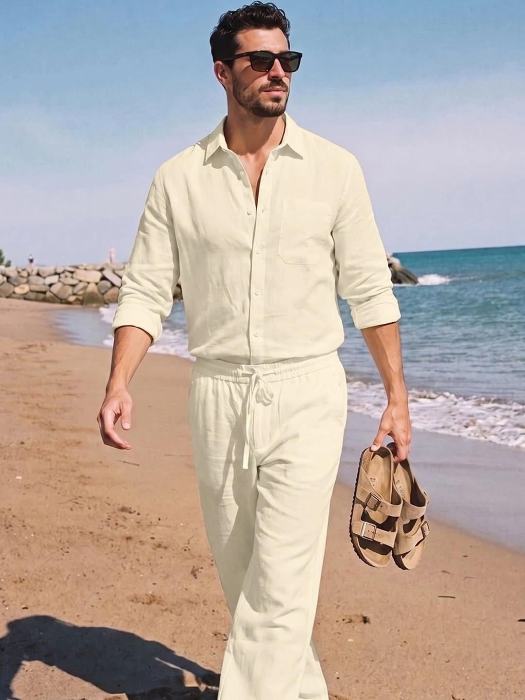 BAESD Cotton Solid Shirt with Trousers