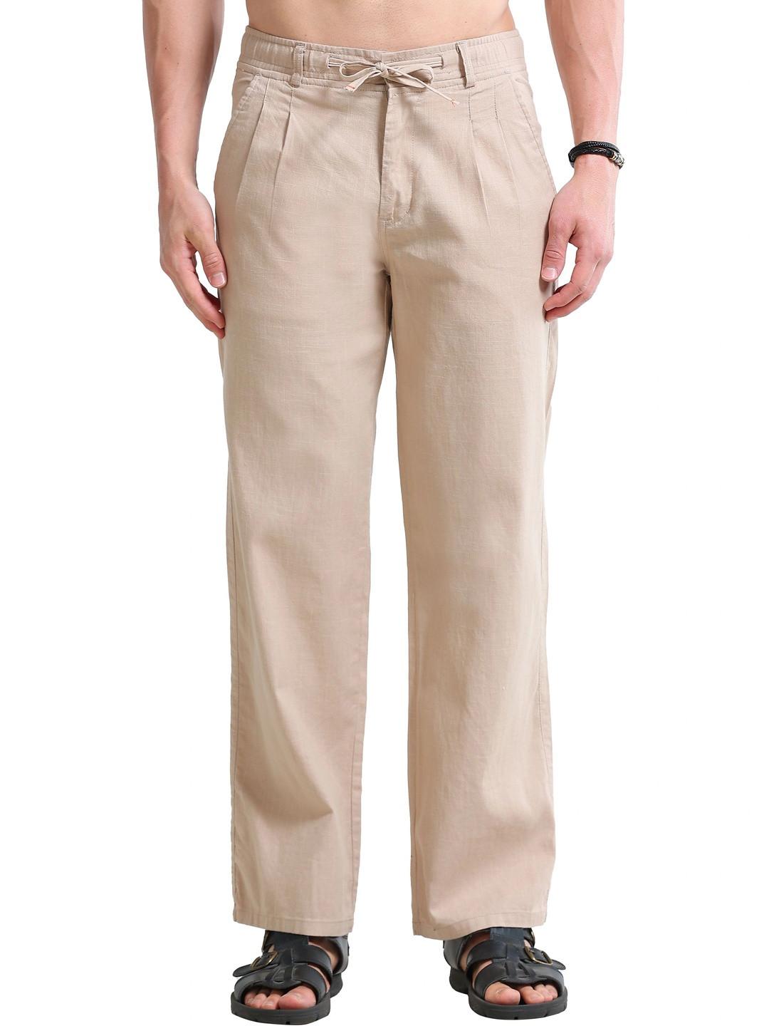 Roadster Men Linen Baggy Trouser - Natural