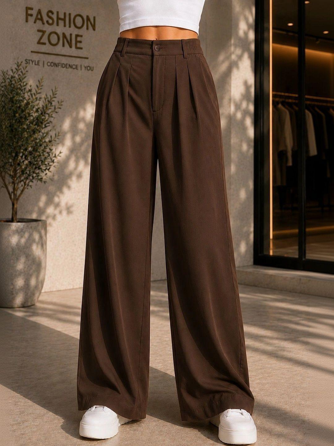 KASHIAN Women Relaxed Loose Fit High-Rise Trousers
