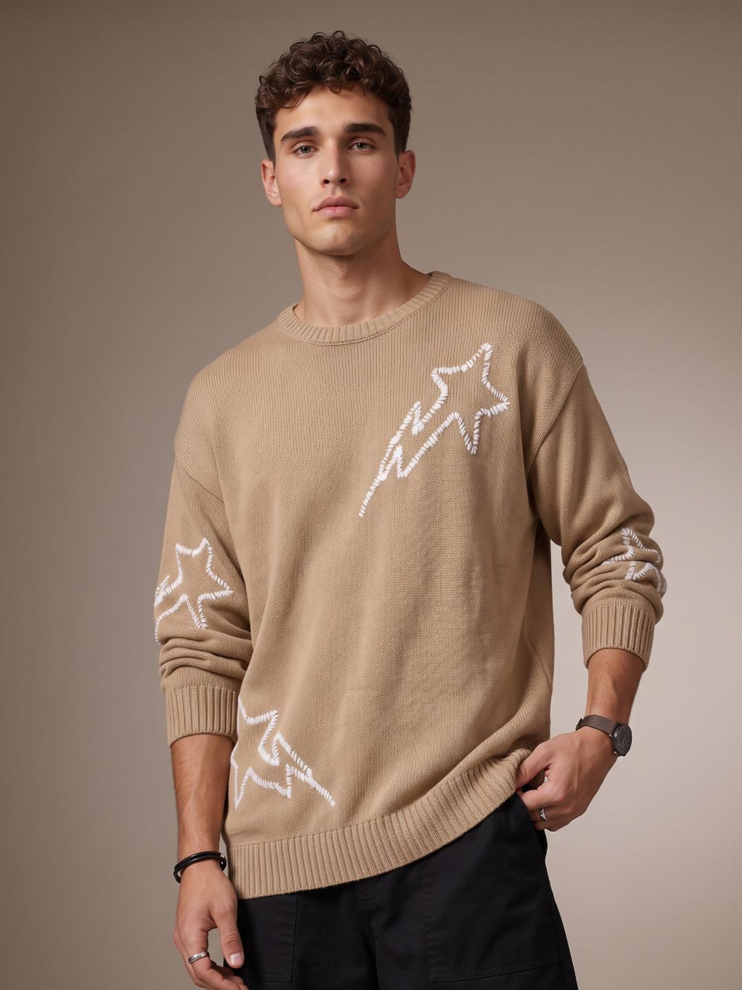 glitchez Conversational Embroidered Knitted Pullover