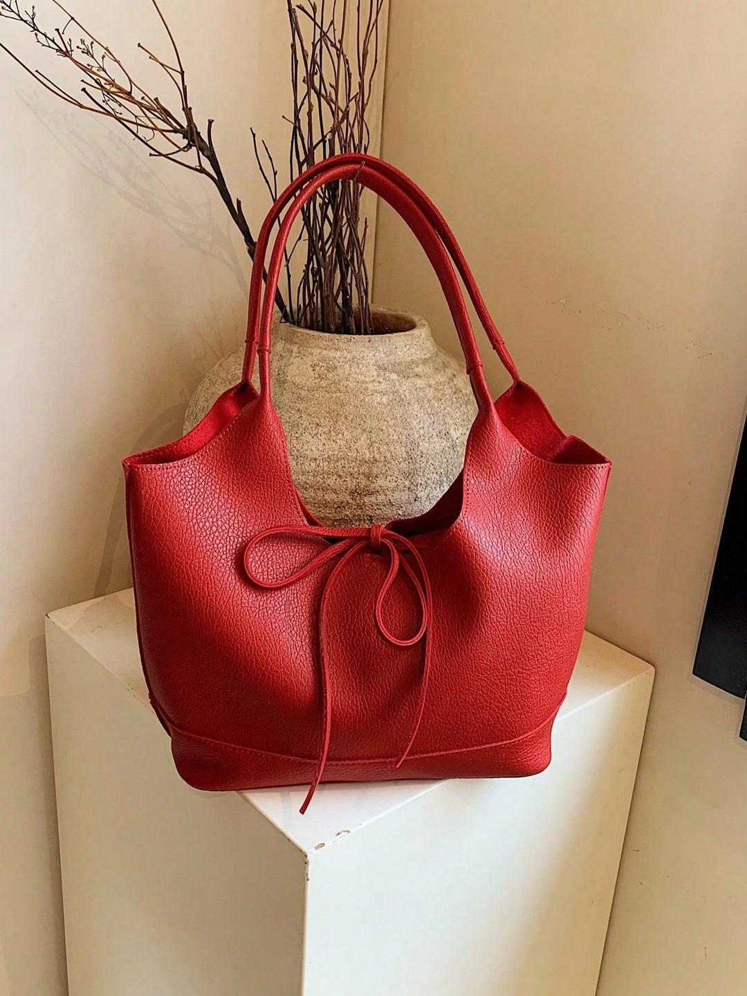 LARCH Textured PU Tote Bag