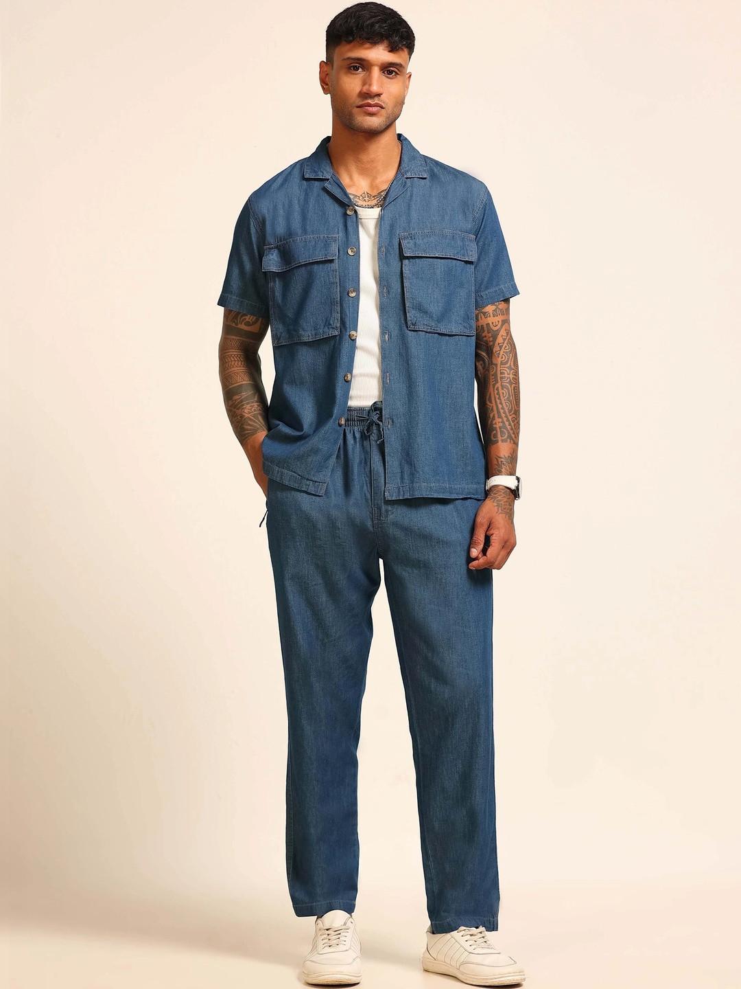 Bushirt Solid Shirt with Trousers