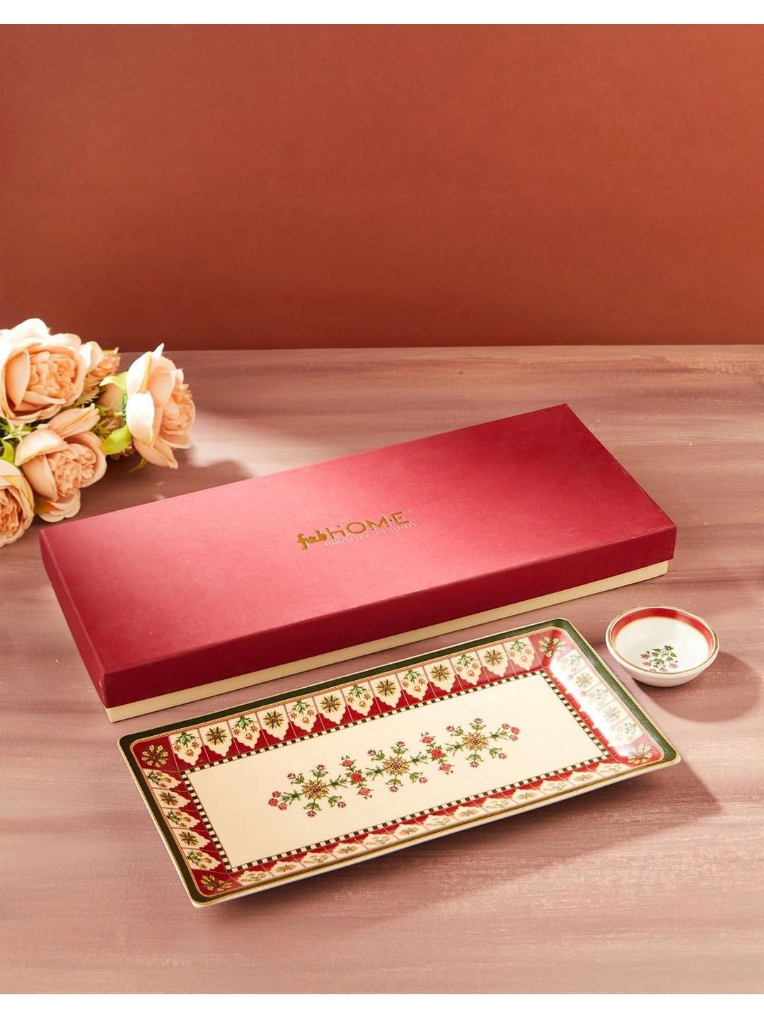 Fabindia Red 2026 Ceramic 2 Pieces Food Platter