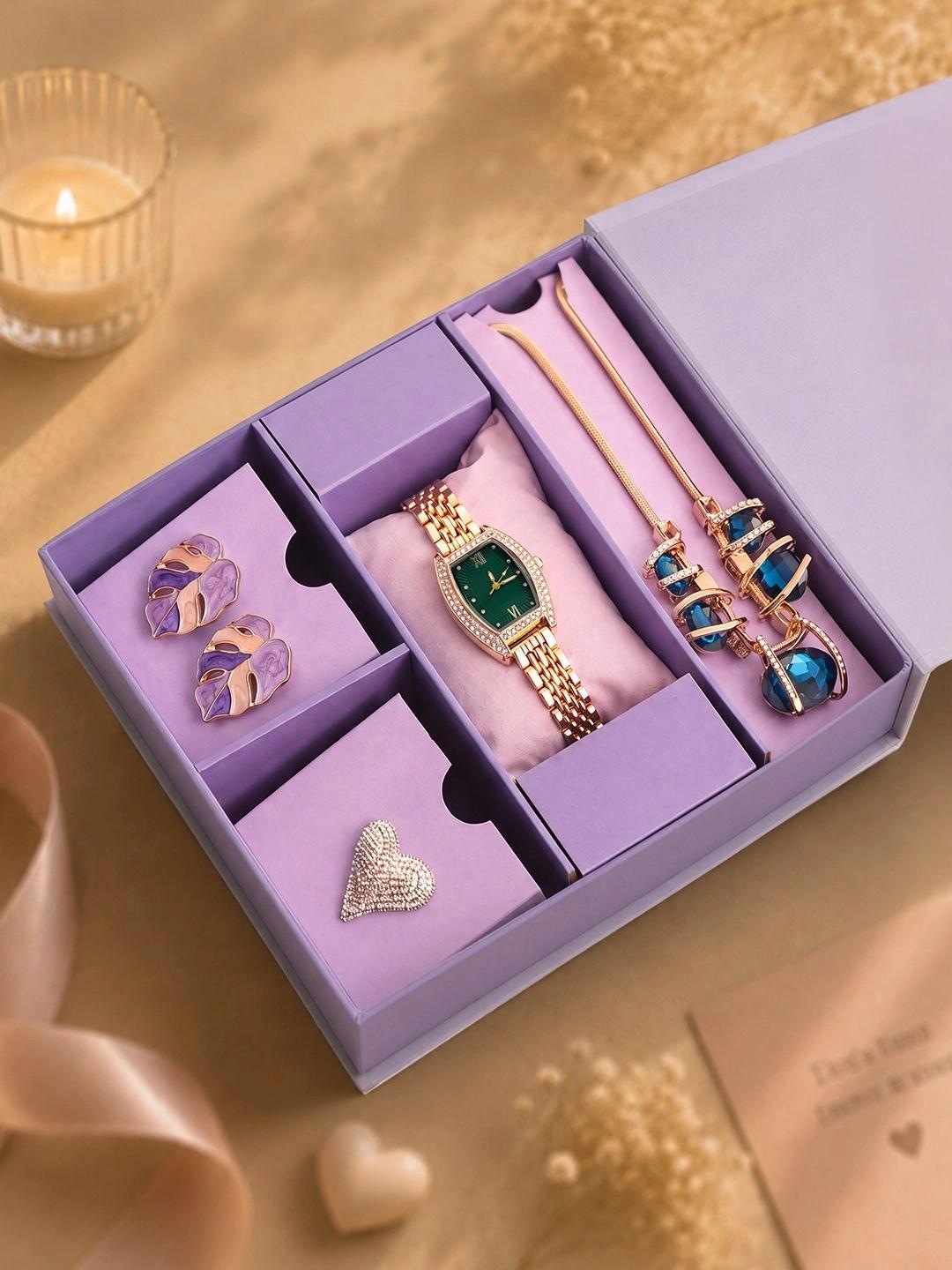 HAUTE SAUCE Stone Studded Watch Gift Set AW26_HSGC5245