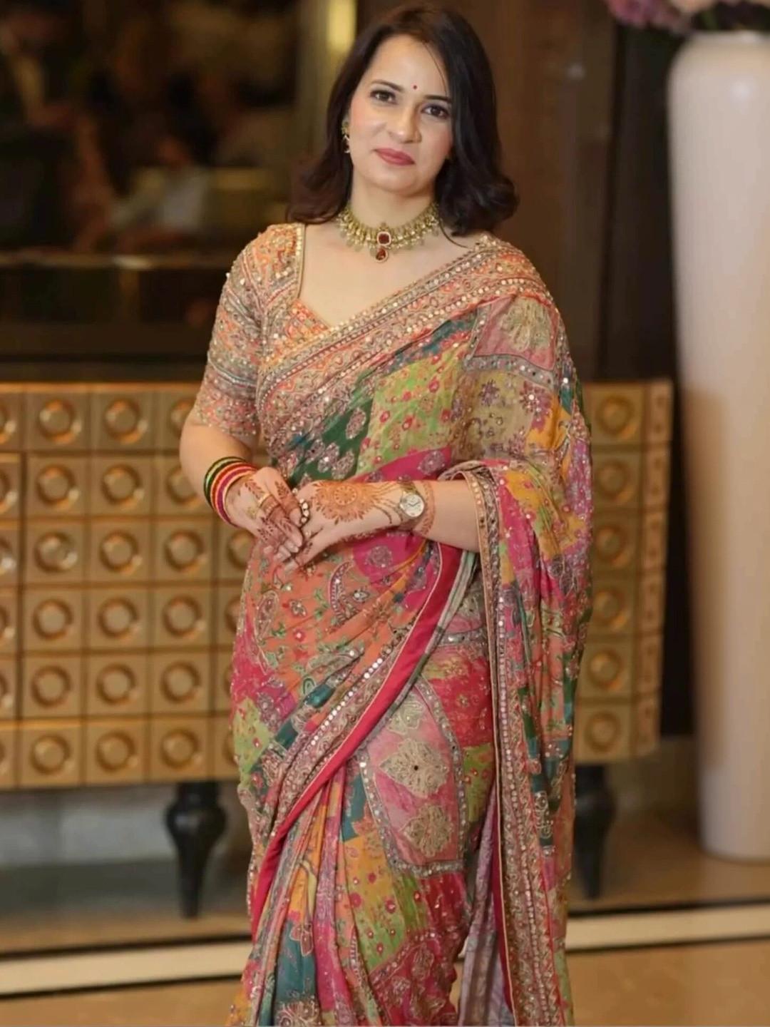 SURATII Floral Silk Blend Saree