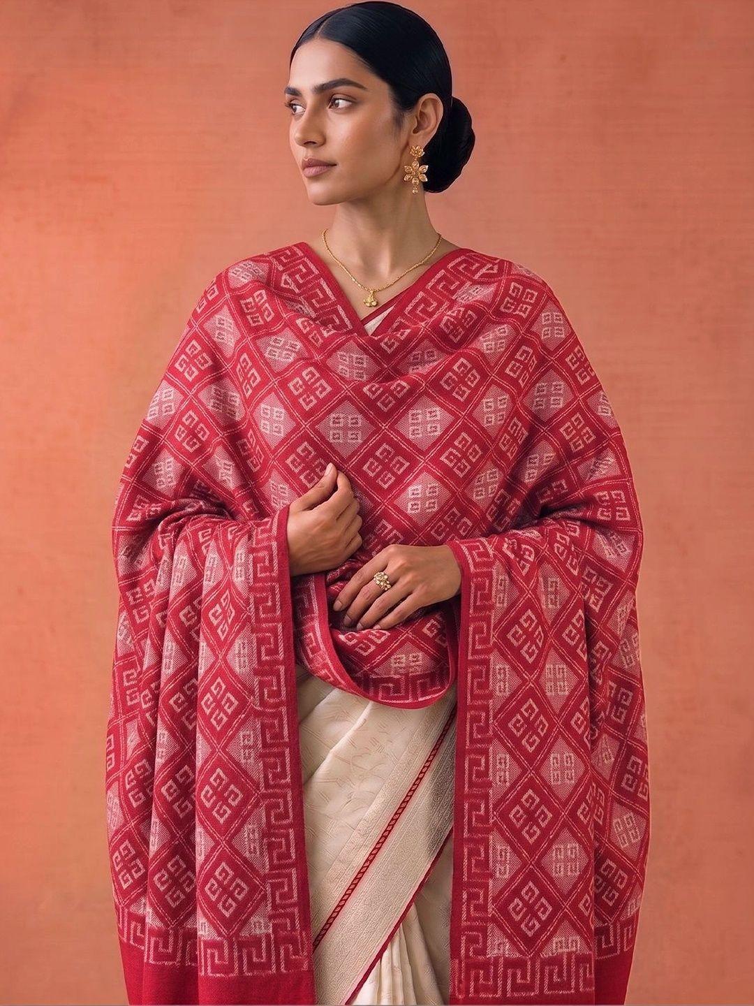 SAHASIKA Women Woven Design Pashmina Tasseled Border Stole